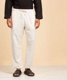 White Organic Cotton Relaxed Fit Pants for Men