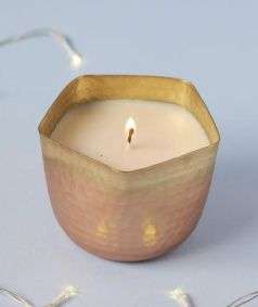Wide Hammered Metal Soy Wax Candle