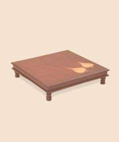 Peepal Leaf Copper Inlay Wooden Table 18''x18''