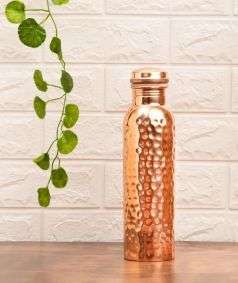 Hammered Copper Water Bottle, 32 oz
